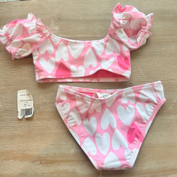F4A Feather 4 Arrow Pink Blossom Heart Bikini swimsuit Swim Toddler 2T Brand New - Picture 2 of 5